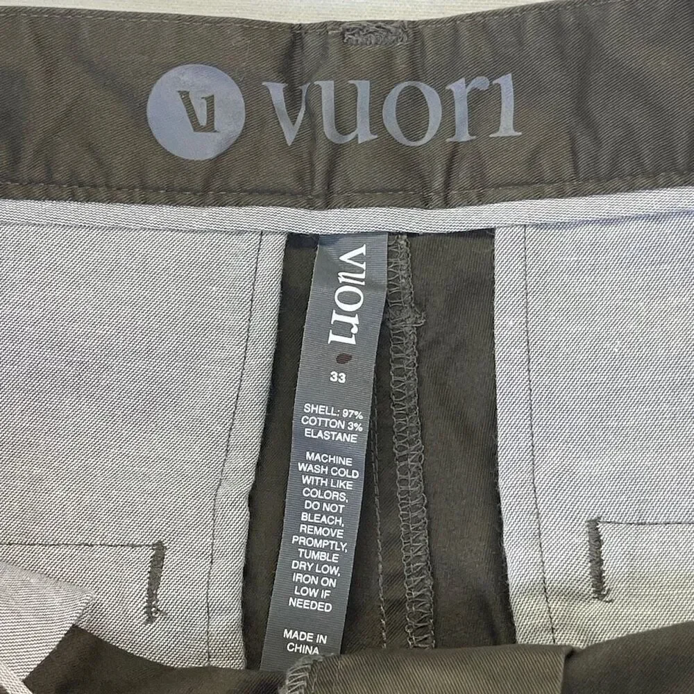 Vuori Green Stretch Classic Fit Collins Twill Cotton Straight Chino Pant Size 33
